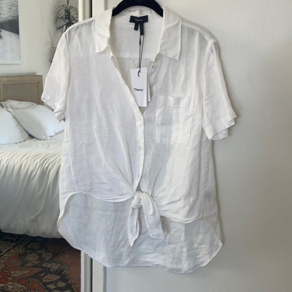 Theory linen white shirt Hekanina size small /P
